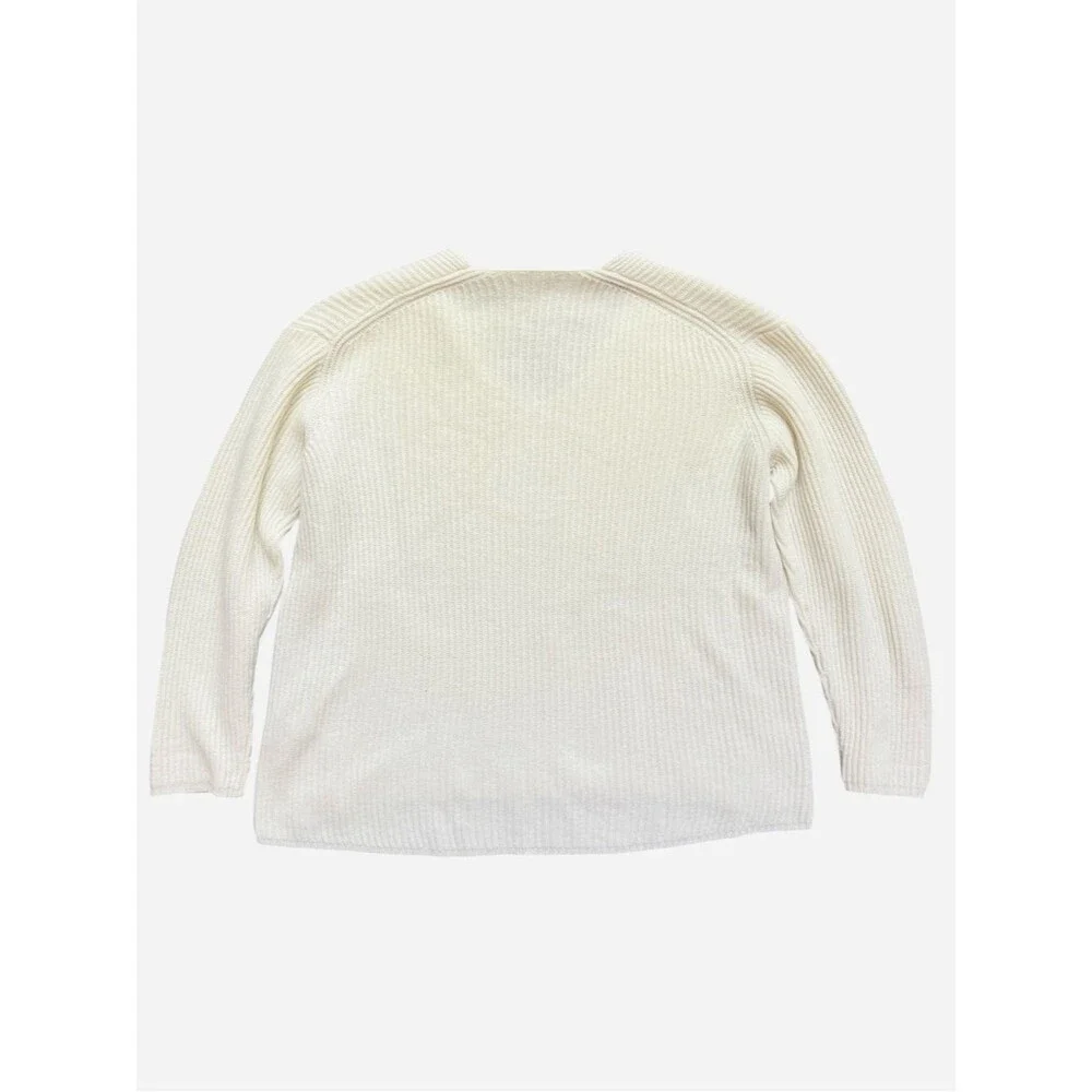 Madewell Oversized Slouchy Merino Wool Ribbed Knit Sweater Cream Large